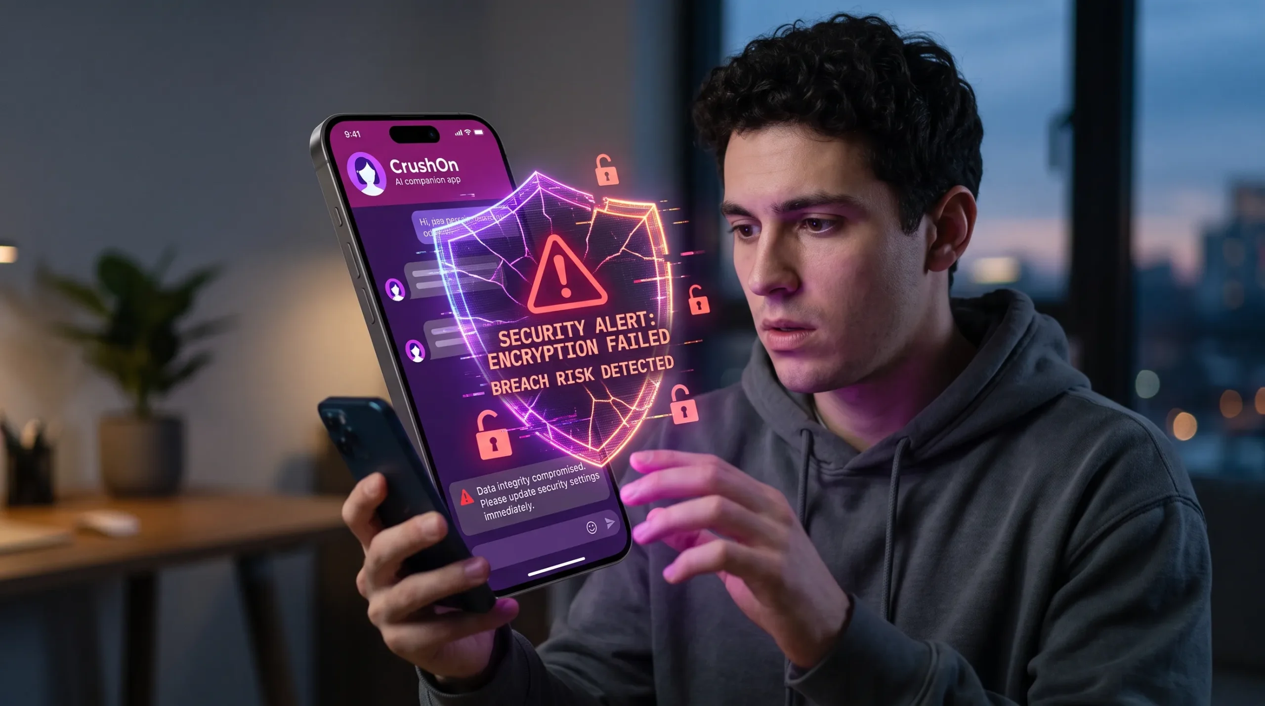 CrushOn AI encryption and security gaps — breach risk and unverified privacy claims
