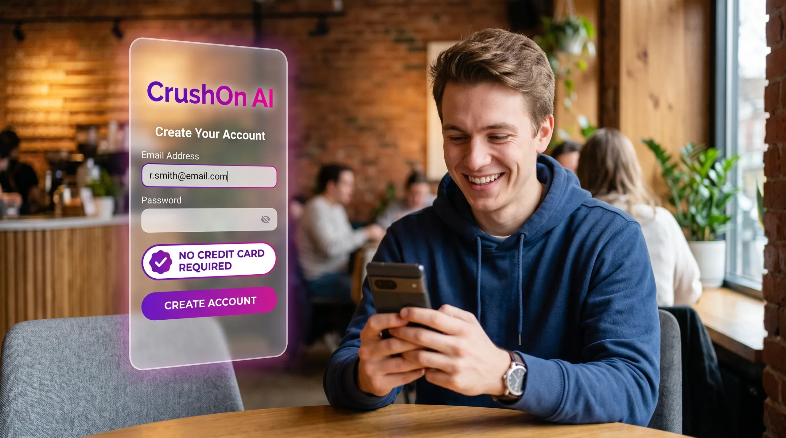 Create CrushOn AI free account — step by step signup with no credit card required