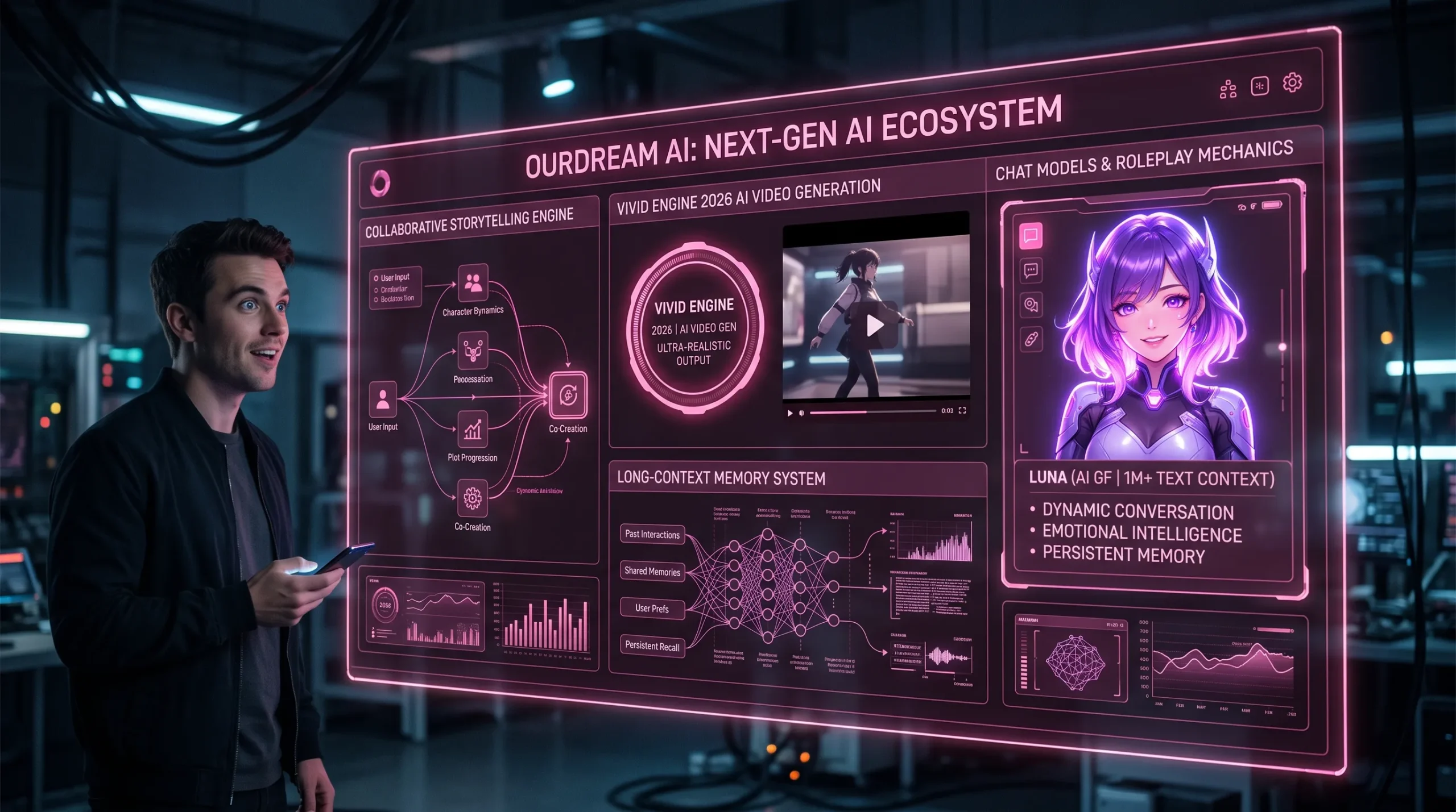 How OurDream AI works — Vivid Engine 2026 video generation storytelling engine and long context memory