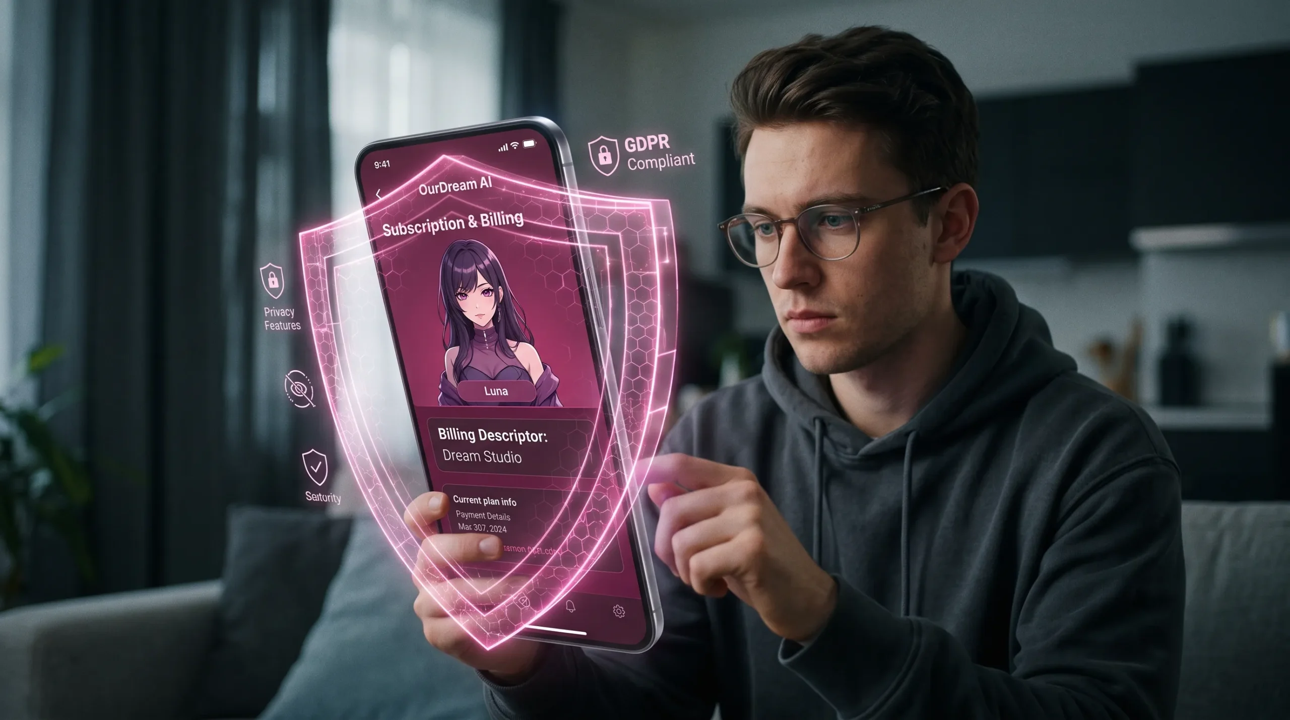 Is OurDream AI safe — privacy encryption billing descriptor Dream Studio and GDPR compliance 2026