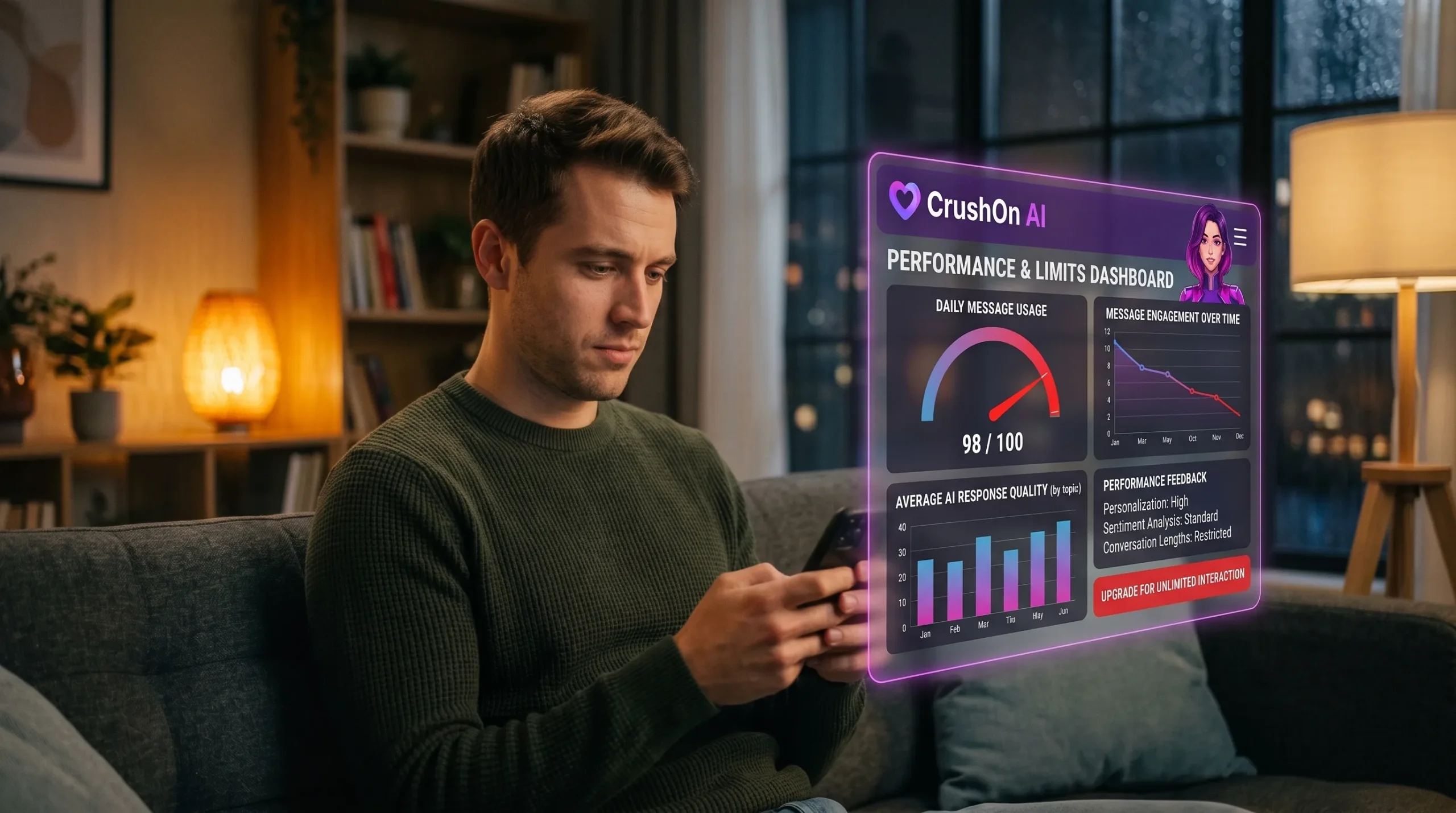CrushOn AI performance and limitations 2026 — message caps context drift and UI issues